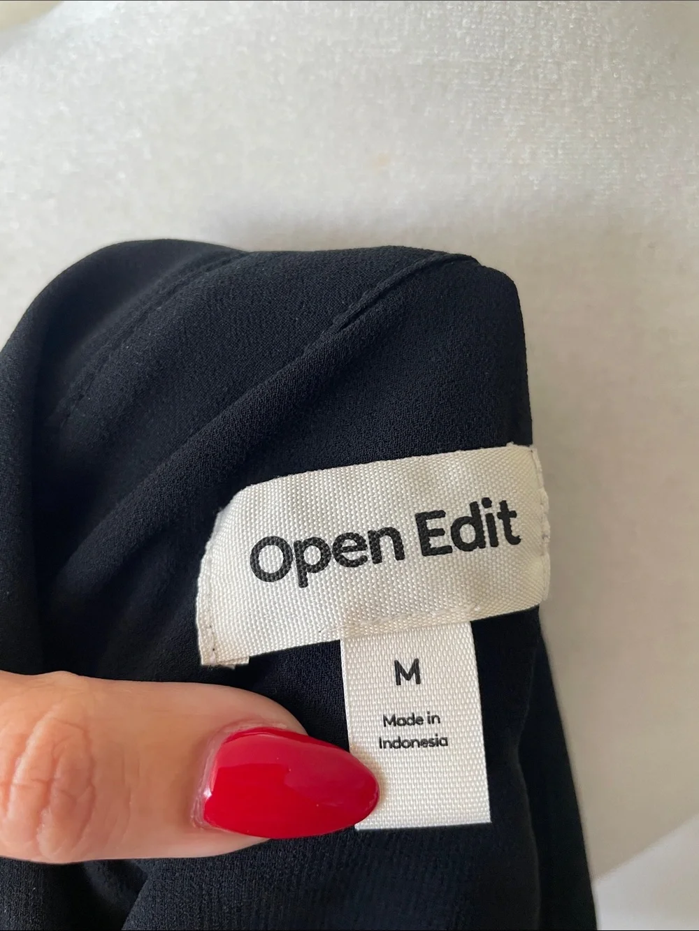 Open Edit Black Sheer Button Front Long Sleeve Blouse Size M Office Minimalist
